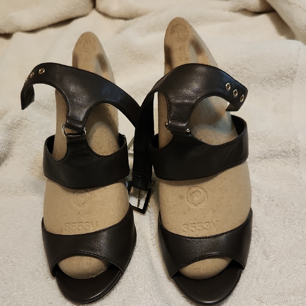 White House Black Market Black Heeled Sandals